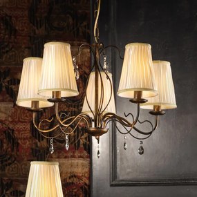 Lampadario Delia marrone paralume marrone 5x E14