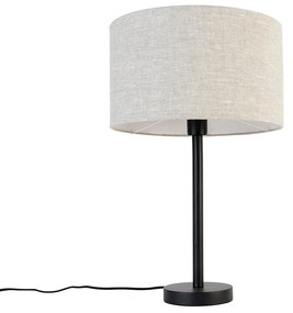 Lampada da tavolo moderna nera con paralume bouclè grigio chiaro 35 cm - Simplo