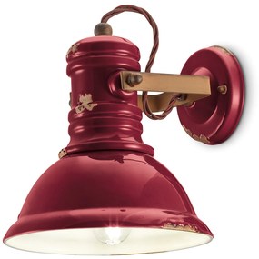 Applique Industrial Ferro E Ceramica Vintage Bordeaux 1 Luce E27