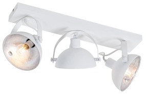 Plafoniera industriale bianca con argento 3 luci orientabili - Magnax