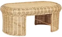 Tavolino da giardino in rattan naturale 96 x 60 cm stile boho esterno