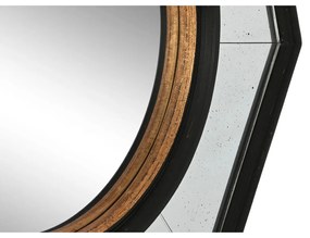 Specchio da parete Home ESPRIT Nero Dorato Legno Finitura invecchiata 65 x 5 x 65 cm