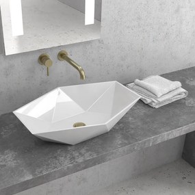 Lavabo da appoggio 57cm design esagonale bianco | Litos-K57 - KAMALU