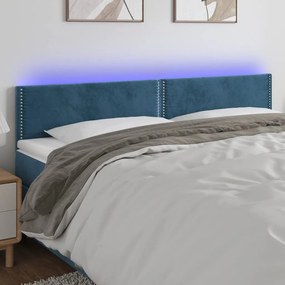Testiera A Led Blu Scuro 200x5x78/88 Cm İn Velluto /
