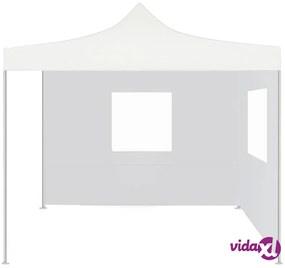 vidaXL Gazebo Pieghevole Professionale 2 Pareti 2x2m Acciaio Bianco