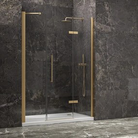 Kamalu - Porta doccia 160 cm battente e 2 fissi oro spazzolato | KT6000G