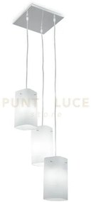 Lampadario a sospensione square bianca 3 luci attacco e27 25x25x23c...