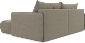 Divano angolare beige allungabile/con contenitore (con penisola a destra) Nanea – Makamii