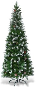 Costway Albero di Natale 180 cm in PVC di alta qualità, Albero di Natale innevato con 630 rami