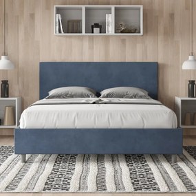 Letto contenitore da 160x190 in microfibra blu Adele