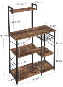 Scaffale per cucina MARGE marrone/nero