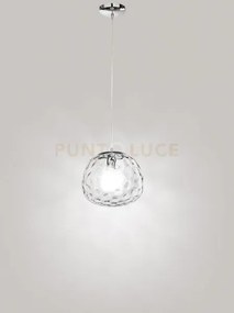 Sospensione vetro trasparente e cromo lucido skin 1 luce attacco e2...