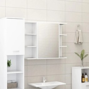 Armadio Da Bagno Bianco 80x20,5x64 Cm İn Legno Multistrato /