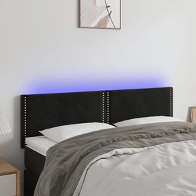 Testiera A Led Nera 144x5x78/88 Cm İn Velluto /