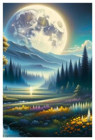 Quadro su tela – Natura notturna tranquilla con fiume
