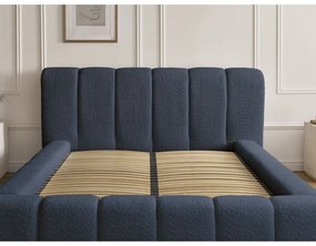 Letto matrimoniale imbottito blu scuro contenitore e rete inclusi 180x200 cm Denali - Bobochic Paris