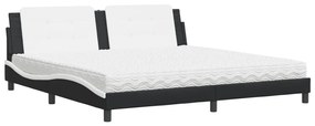 Letto con materasso nero e bianco 200x200cm in similpelle