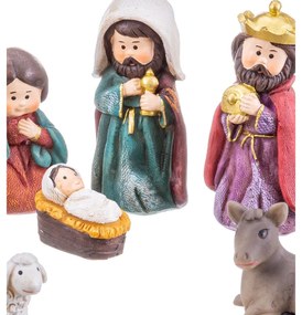 Decorazione Natalizia Multicolore Poliresina Natività/Presepe 9 cm (9 Pezzi)