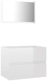 Set mobili da bagno 2 pz bianco lucido in truciolato