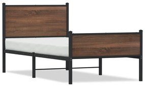 Giroletto Senza Materasso İn Metallo Rovere Marrone 90x190 Cm /