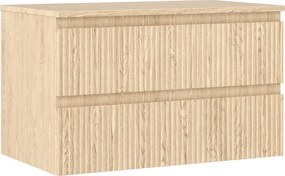 Mexen Rivel mobiletto da bagno sotto lavabo 80 cm con piano, 2 cassetti, scanalato, rovere - 91A20-08047-2-BFFC81