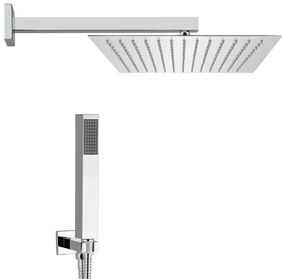 Set doccia cromato con braccio soffione quadrato 40x40 e kit doccia