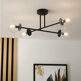 Brilagi - Lampadario da soffitto MALIVA 4xE14/15W/230V nero/trasparente