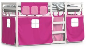 Letto A Castello Senza Materasso Rosa 80x200 Cm Legno Di Pino /