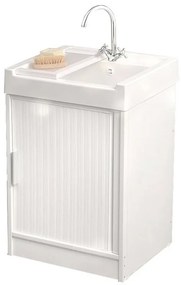 Mobile lavanderia con lavabo incluso Ice 1 anta in pvc bianco P 52.5 x L 59.2 x H 84 cm