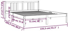 Giroletto Miele in Legno Massello 150x200 cm King Size