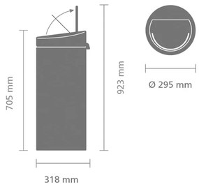 Bidone per rifiuti in acciaio grigio touch 30 l Touch Bin - Brabantia