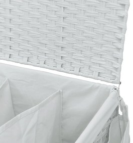 Cesto Portabiancheria con Ruote Bianco 60x35x60,5 cm Rattan