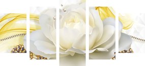 Quadri 5 pezzi – Rose lussuose con astrazione
