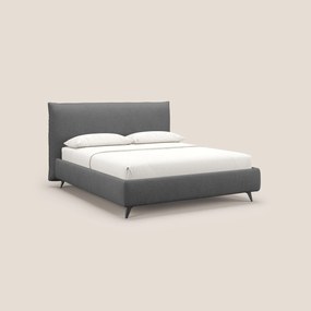 EROS letto imbottito in piuma con vano contenitore in pregiato e fresco bouclet smacchiabile T16 antracite