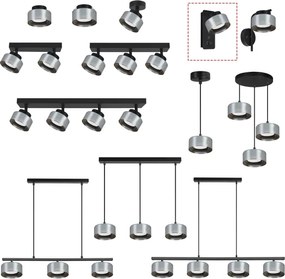 Brilagi - Lampada da parete con porta USB AURA LUX 1xGX53/30W/230V nero/fumé
