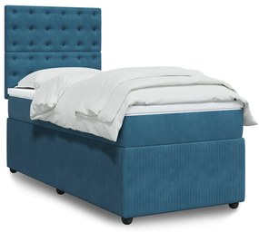Giroletto A Molle Con Materasso Blu 90x190 Cm İn Velluto /