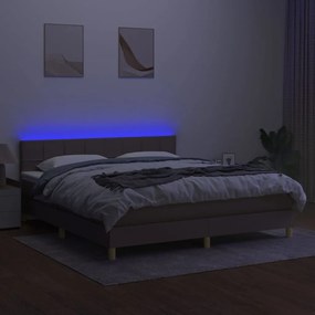 Letto a molle con materasso e led tortora 180x200 cm in tessuto