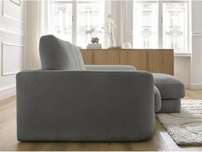 Divano angolare grigio scuro (con penisola a destra/con chaise lounge) con rivestimento in bouclé Leonore – Bobochic Paris