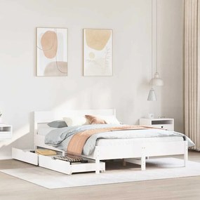 Letto Senza Materasso Bianco 140x200 Cm Legno Massello Di Pino /