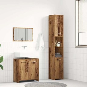 Set Mobili Da Bagno 3 Pz Legno Antico İn Legno Multistrato /