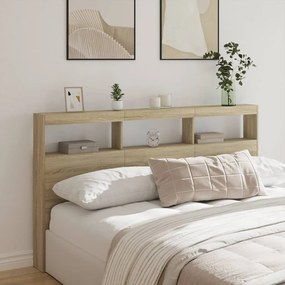 Testiera Con Contenitore A Led Rovere Sonoma 180x17x102 Cm /