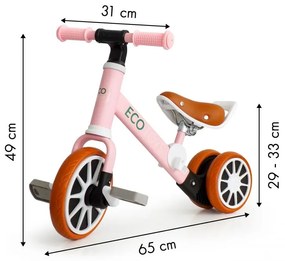 Triciclo di equilibrio per bambini in rosa ECOTOYS