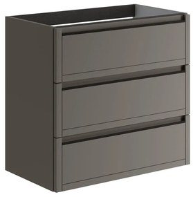Mobile da bagno sospeso sotto lavabo L 79.5 x H 78 x P 45.5 cm grigio opaco, 3 cassetti TRATTO