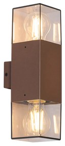 Lampada da parete per esterni marrone ruggine con paralume fumé 2 luci IP44 - Denmark