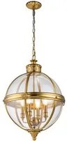 Lampadario Industrial Nordico Adams Acciaio Ottone Spazzolato Vetro 4 Luci E14