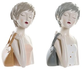 Statua Decorativa DKD Home Decor Rosa Bianco Resina Fashion Girls (15 x 15 x 27,5 cm) (2 Unità)