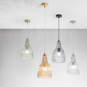 Lampadario Glamour I-GALWAY-S23-GR trasparente paralume grigio E27 Ø23cm LUCE AMBIENTE DESIGN