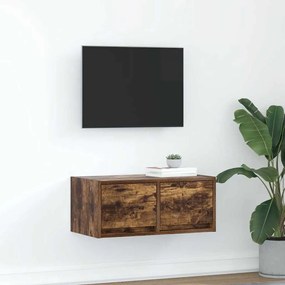 Mobile Porta Tv Rovere Fumo 60x31x25,5 Cm İn Legno Multistrato /