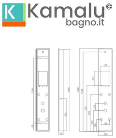 Kamalu - colonna idromassaggio in pvc e vetro temperato con mensola integrata | kaman-8800