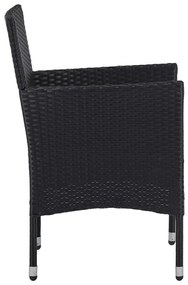 Set da pranzo per giardino 11 pz in polyrattan nero